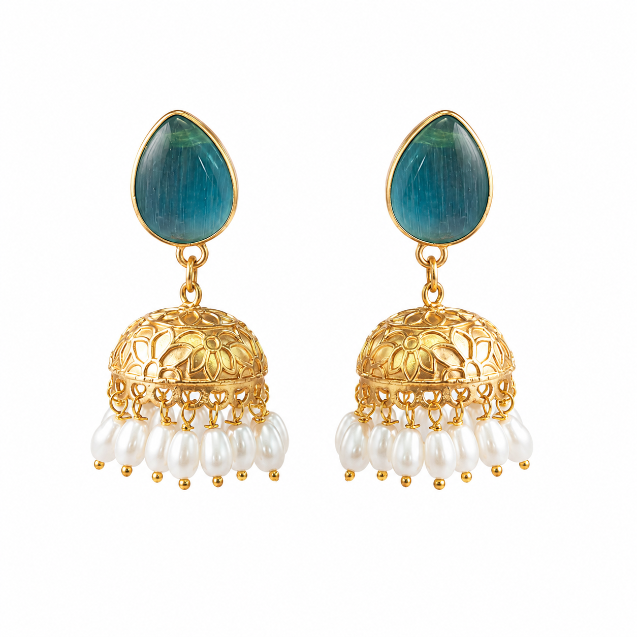 Aqua Noor Pearl Jhumkas (53446)