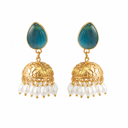 Aqua Noor Pearl Jhumkas (53446)