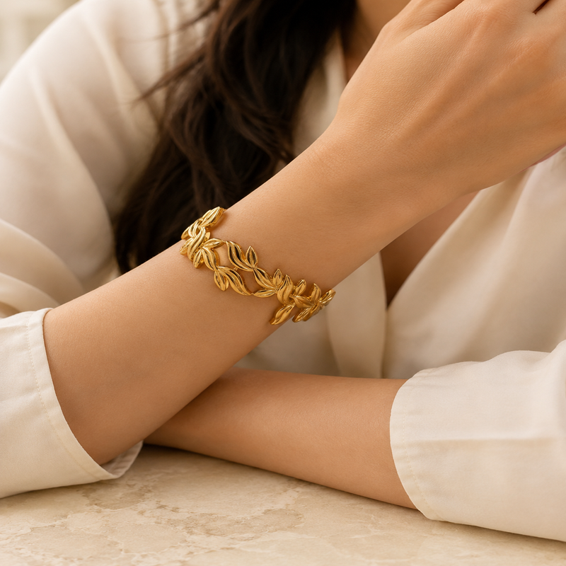 Golden Leaf Vine Bracelet for Women (58769)