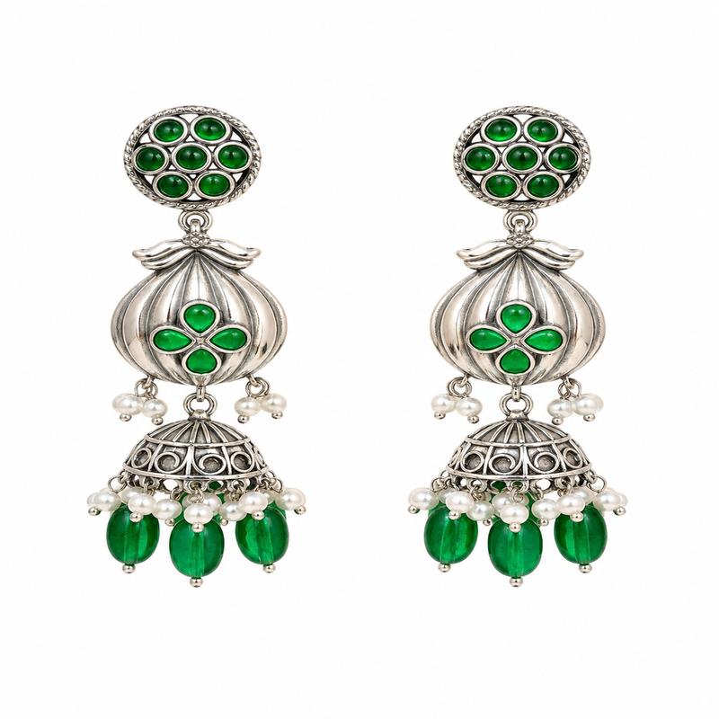 Emerald Petal Heritage Earrings(53781)