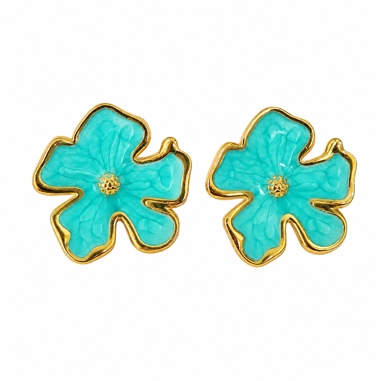 Aqua Blossom Stud Earrings (52341)