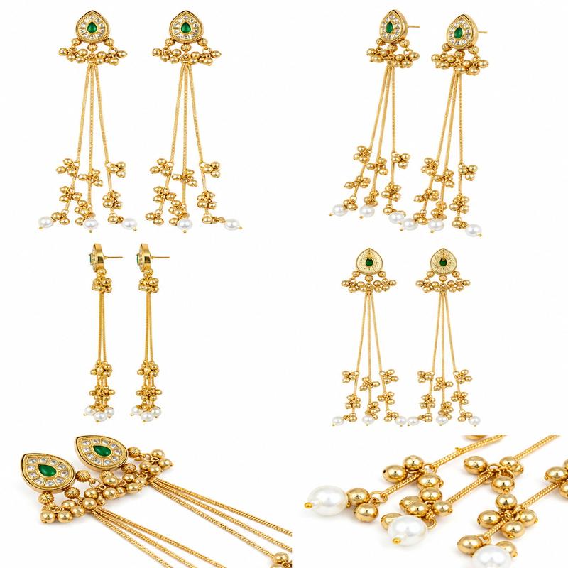 Mayura Emerald Tassel Earrings (53434)