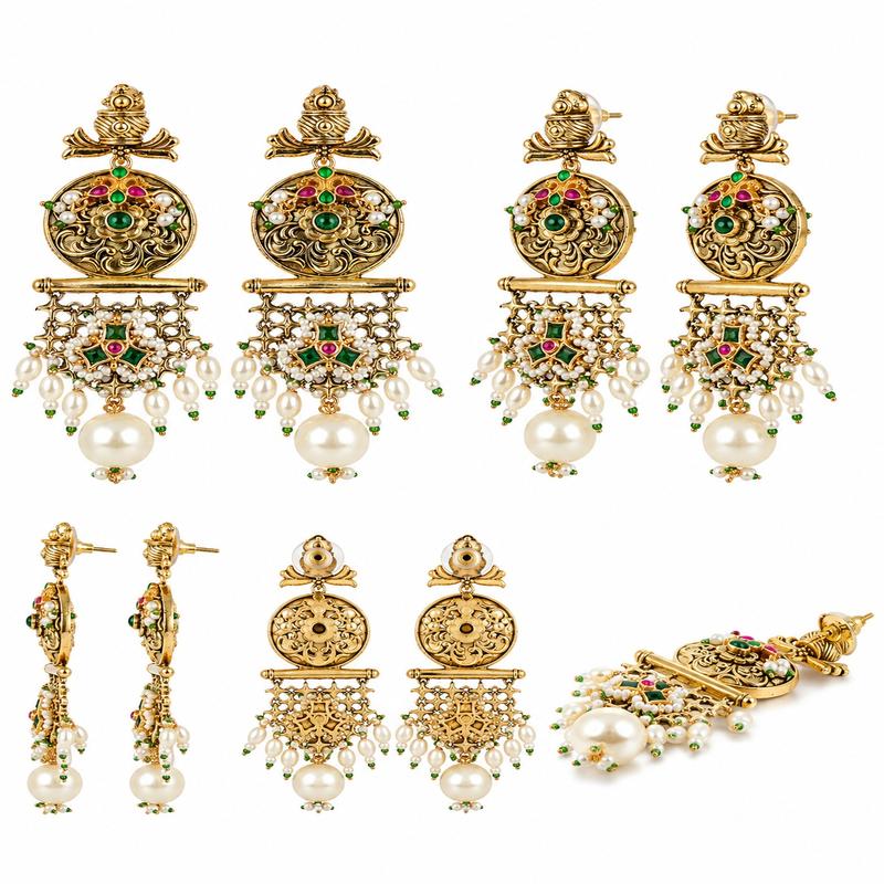 Emerald Lotus Heritage Earrings (53609)