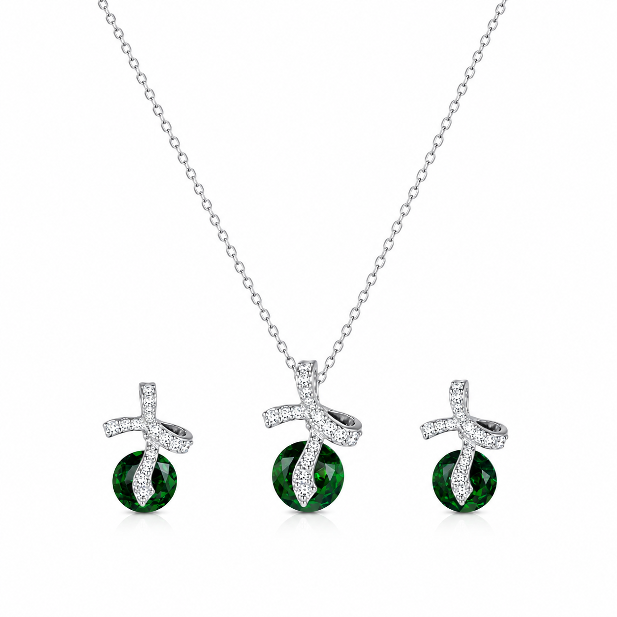 Emerald Bow Pendant Set (56512)