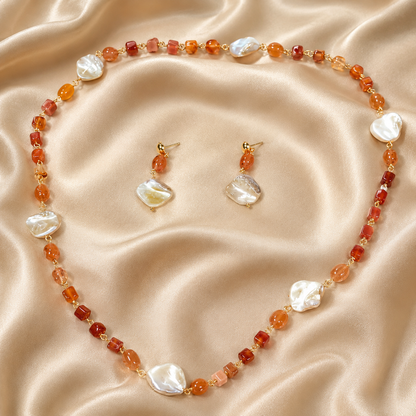 Amber Pearl Necklace Set