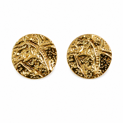 Molten Gold Disc Stud Earrings (52343)