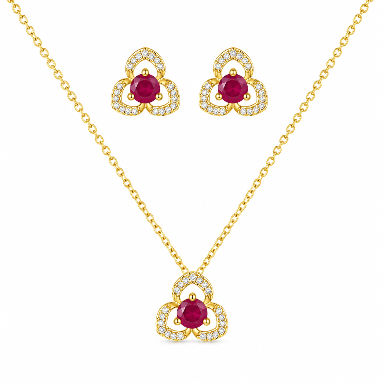 Ruby Bloom Pendant Set (56553)