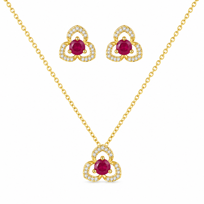 Ruby Bloom Pendant Set (56553)