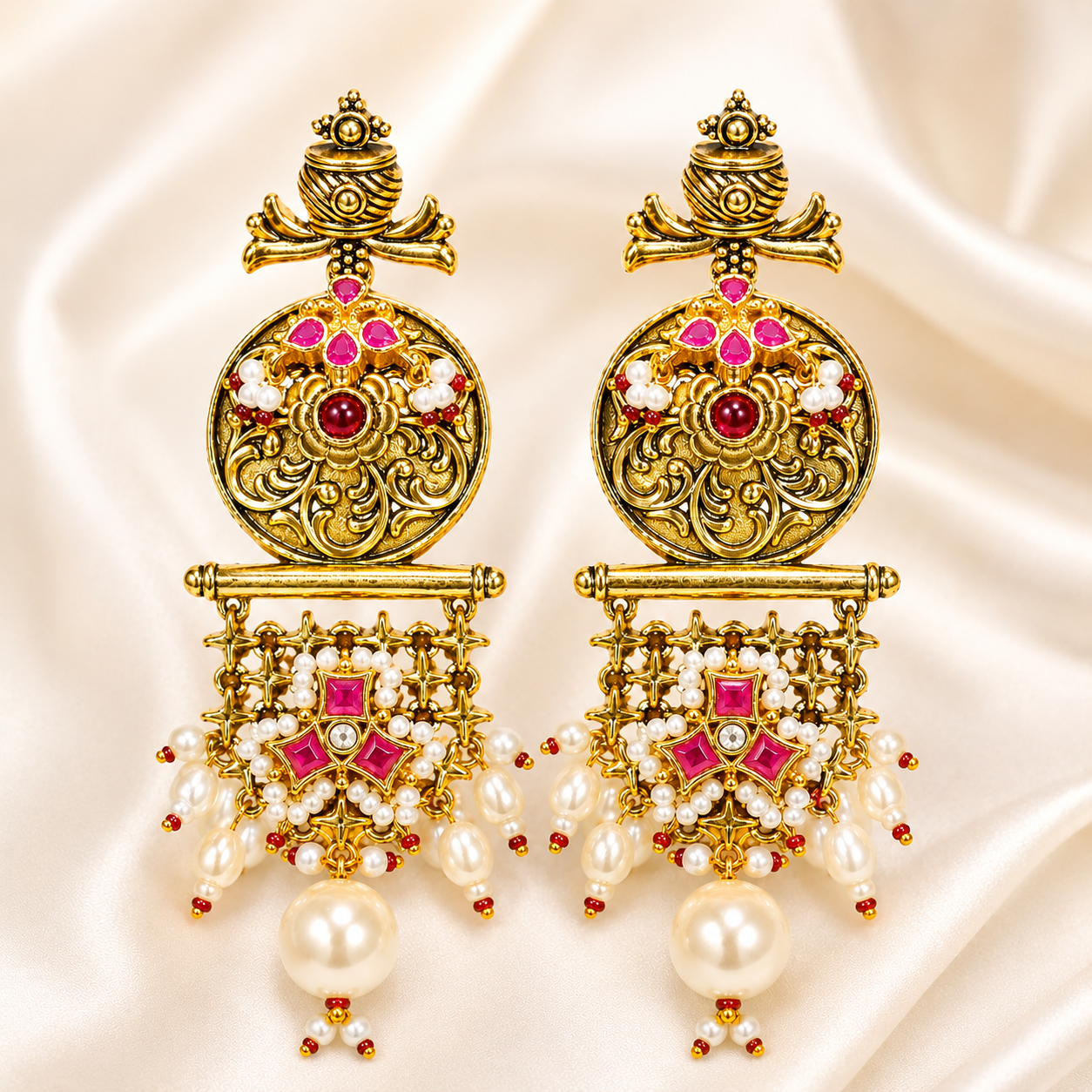 Pink Lotus Heritage Earrings