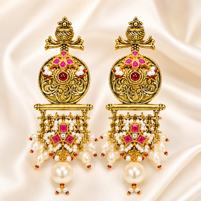 Pink Lotus Heritage Earrings