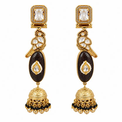 Midnight Pearl Jhumka Earrings (55627)