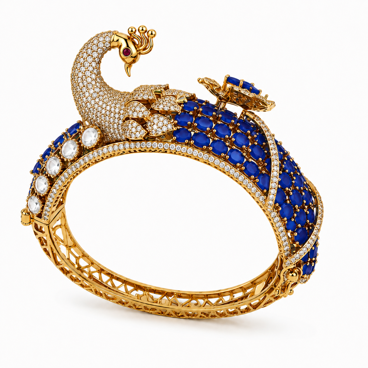 Mayurika Sapphire Peacock Kada (56205)