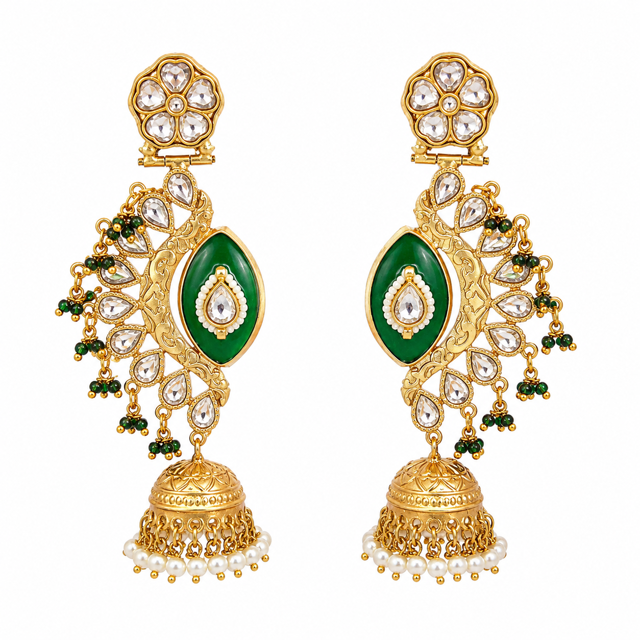 Meher Emerald Kundan Jhumkas (55637)