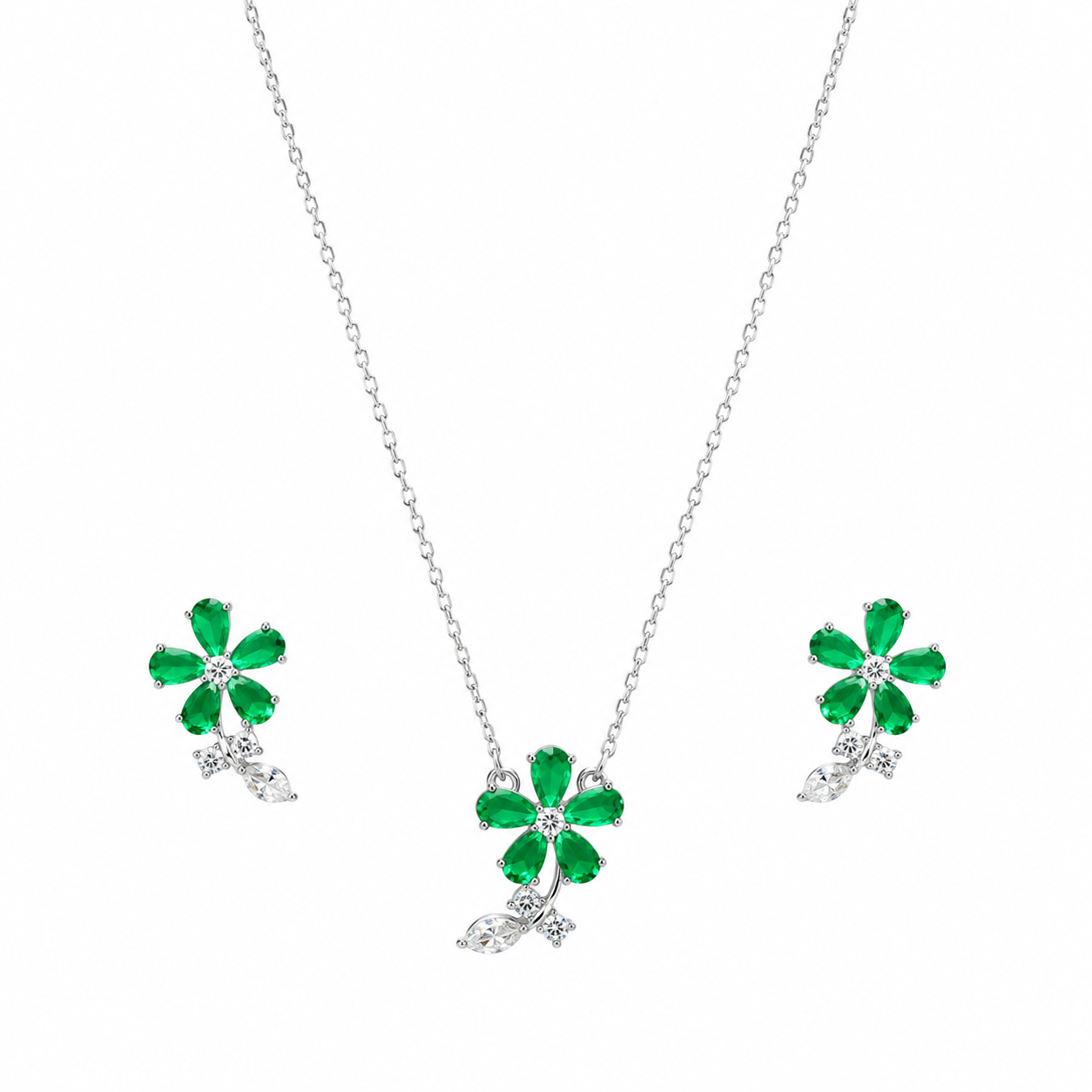 Emerald Flora Pendant Set (56502)