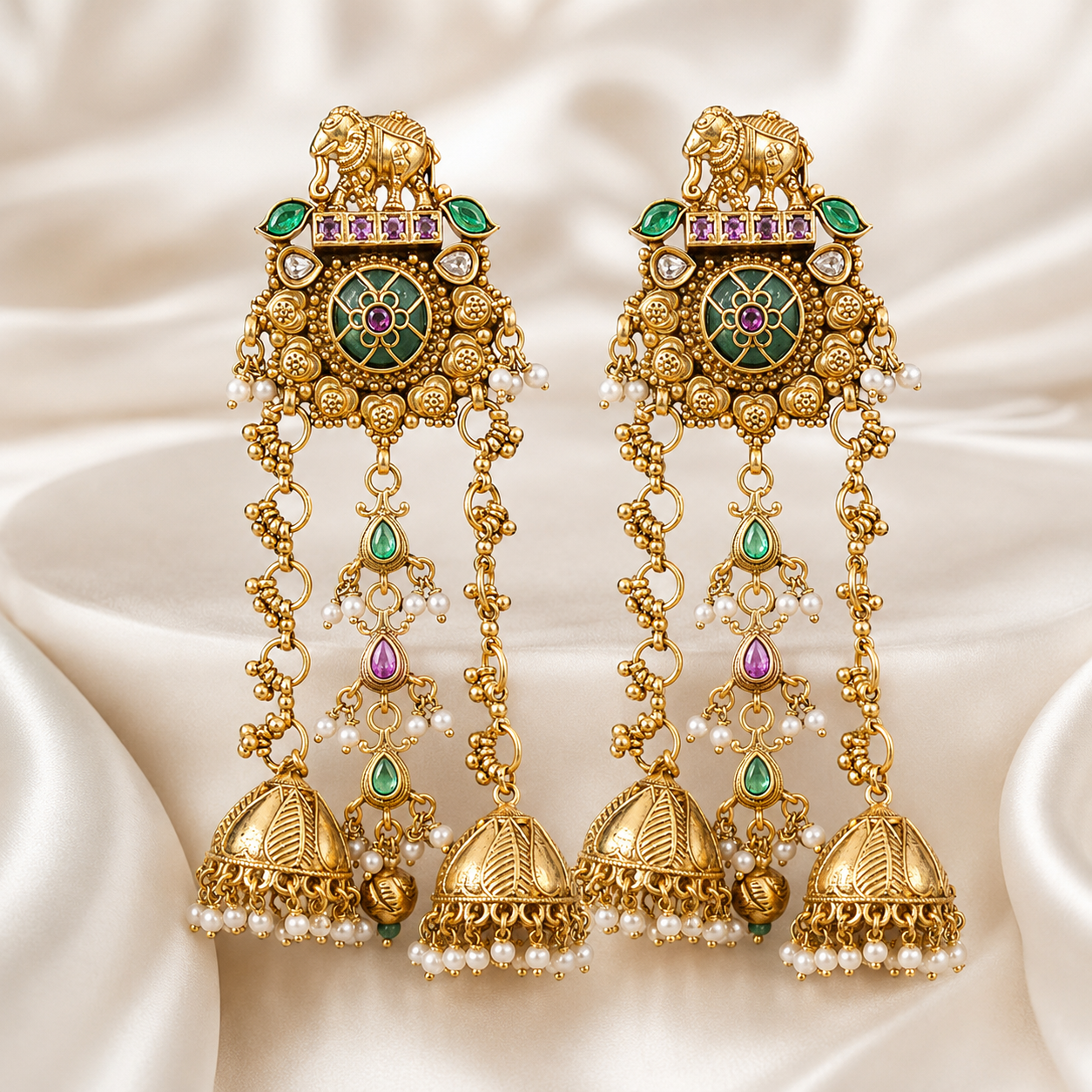 Emerald Maharani Jhumkas