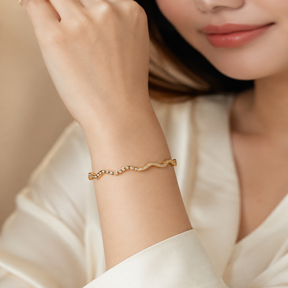 Women’s Elegant Crystal Wavy Bangle Bracelet (58735)