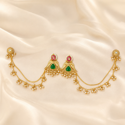 Emerald Pink Kundan Sahara Earrings