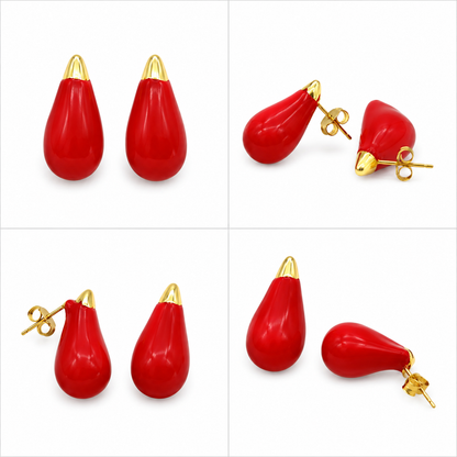 Crimson Dewdrop Stud Earrings (52397)