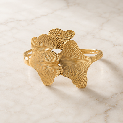 Gold Finish Fan Leaf Bracelet for Women (58748)