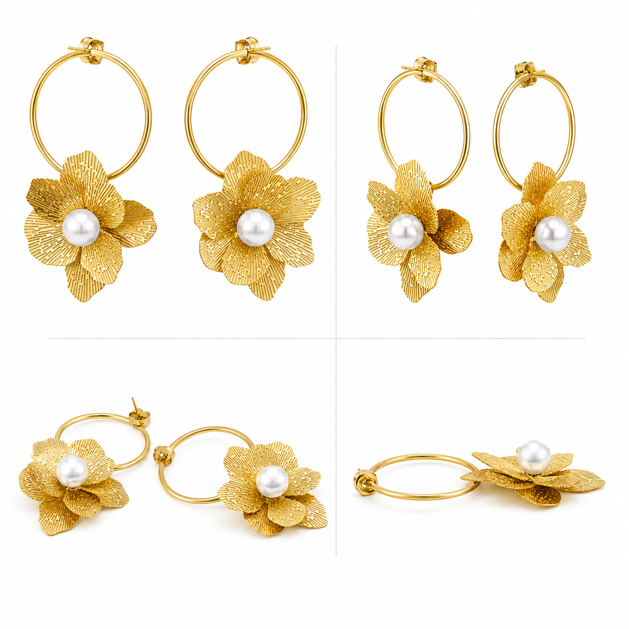 Flora Pearl Hoop Earrings (52344)