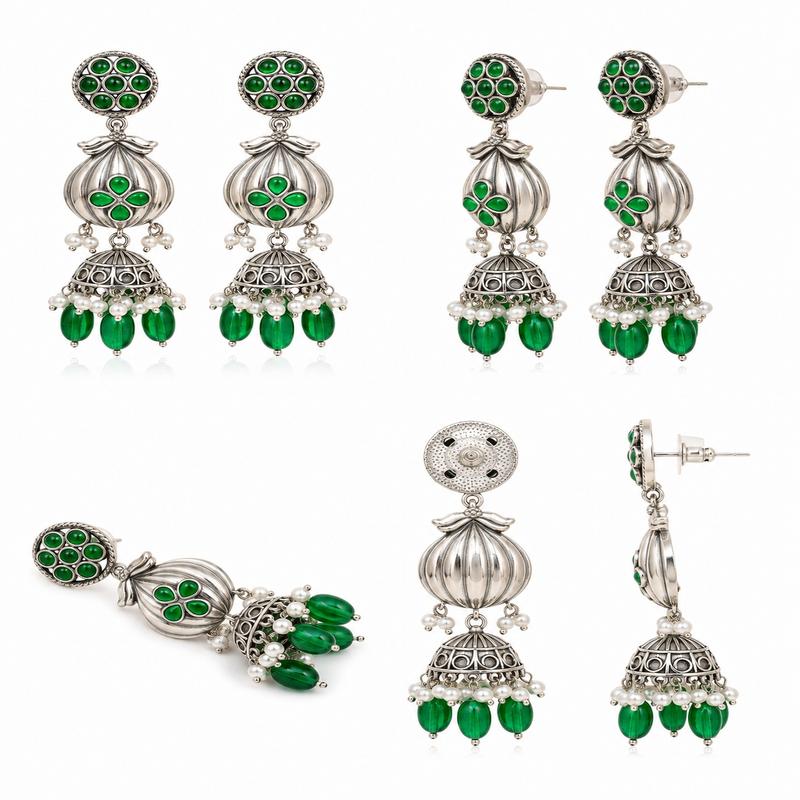 Emerald Petal Heritage Earrings(53781)