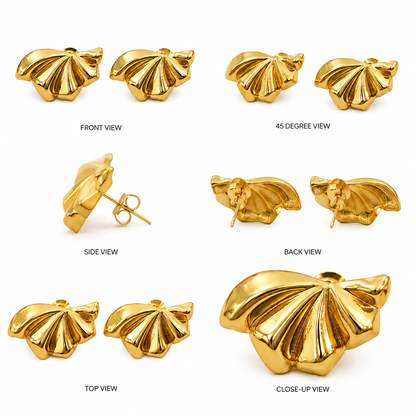 The Golden Shell Fan Earrings (52343)