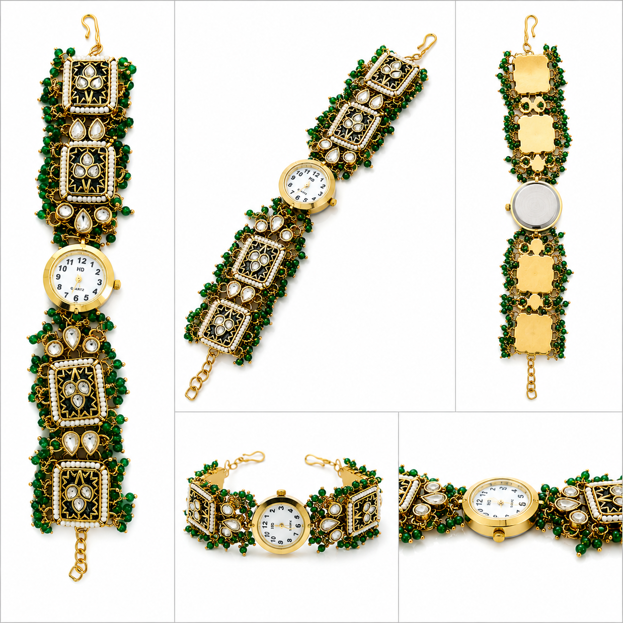 Royal Emerald Kundan Watch (53996)