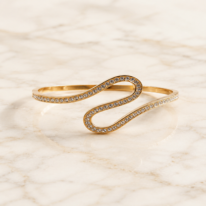 Women’s Gold-Tone Crystal Wave Cuff Bracelet (59742)