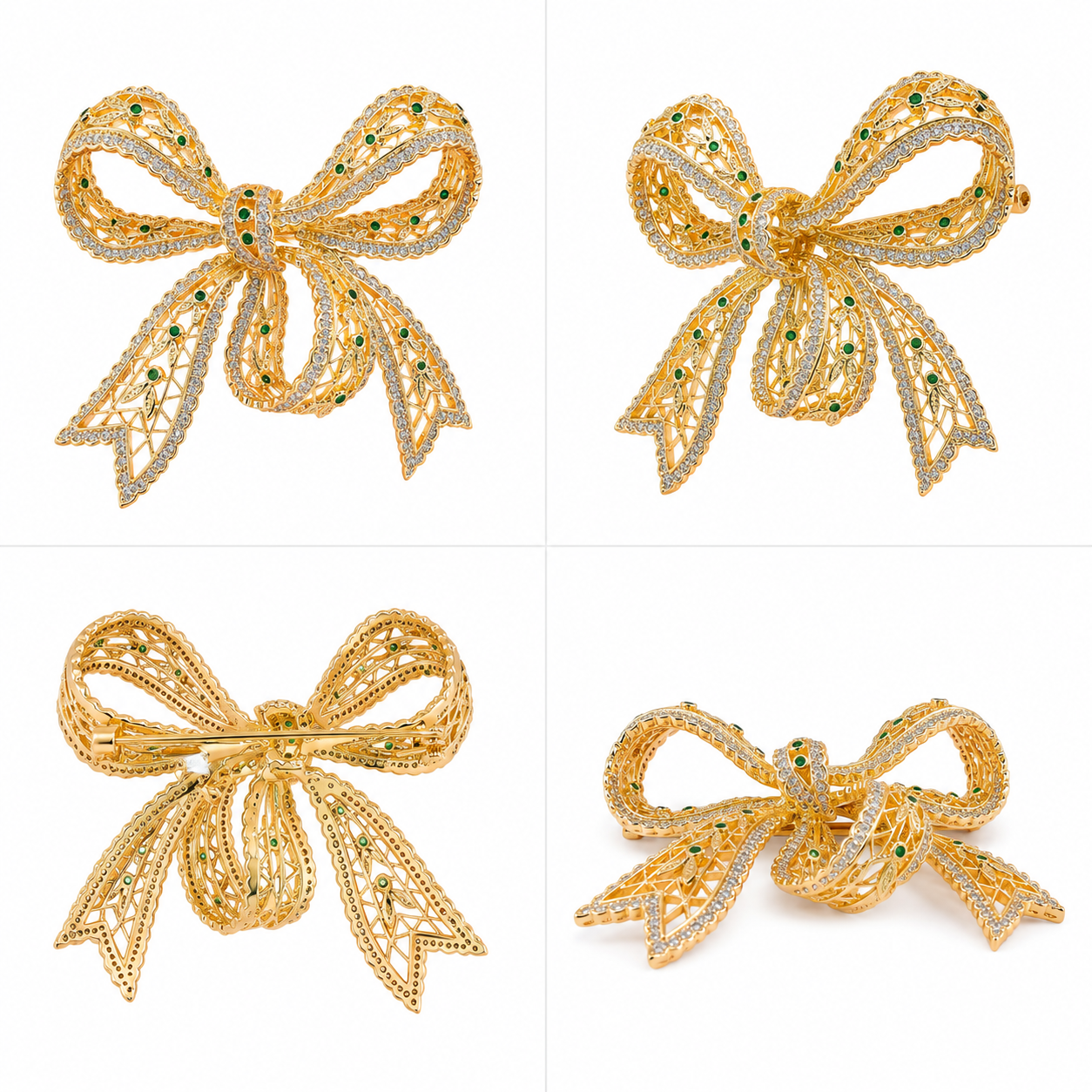 Emerald Grace Bow Brooch (52532)