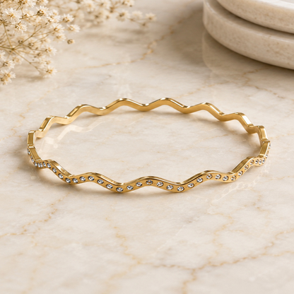 Women’s Elegant Crystal Wavy Bangle Bracelet (58735)