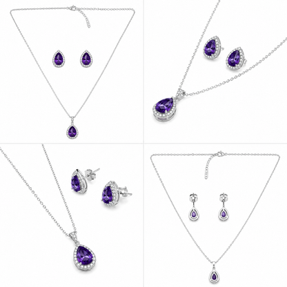 Amethyst Teardrop Pendant Set (56543)