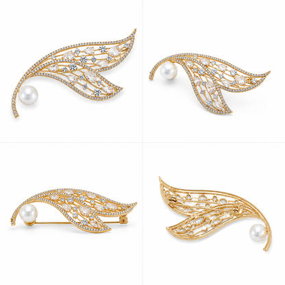 Pearl Whisper Leaf Brooch (52535)