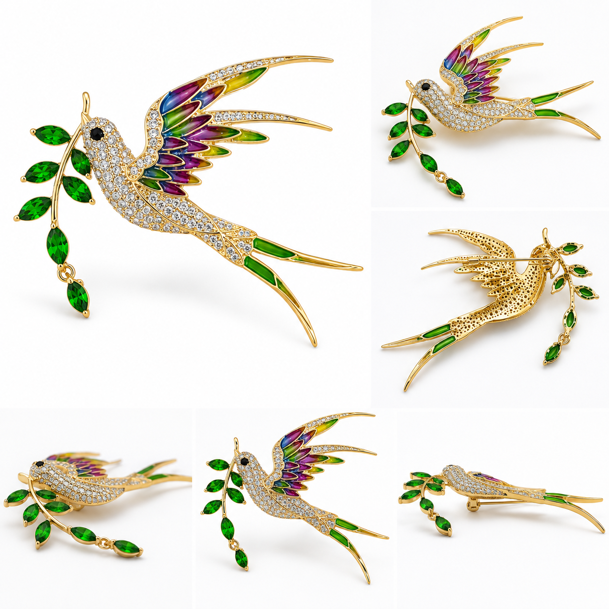 Emerald Harmony Bird Brooch (50969)