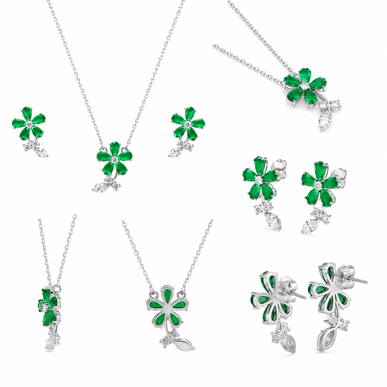 Emerald Flora Pendant Set (56502)