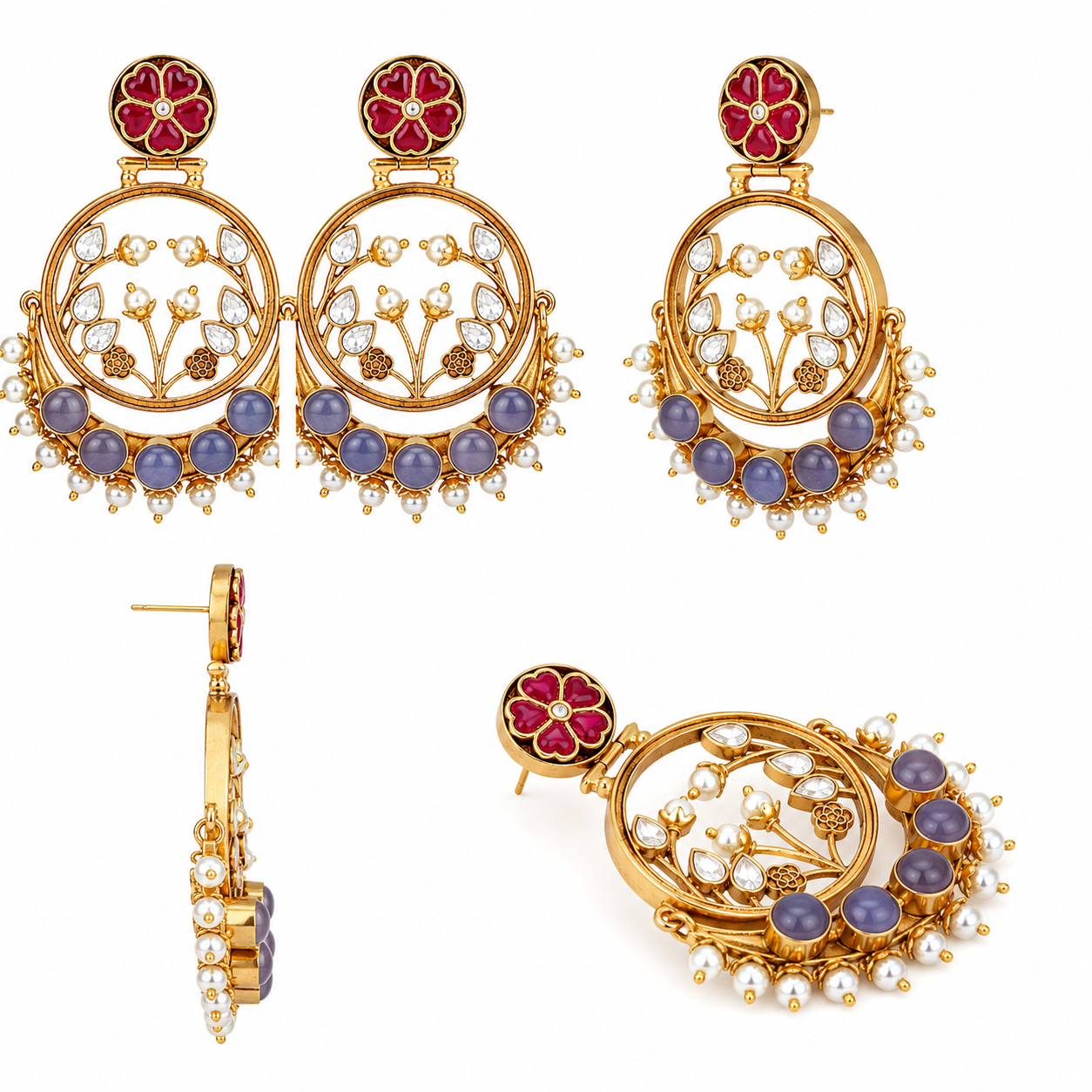 Lavender Pearl Bloom Earrings (55632)