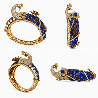 Mayurika Sapphire Peacock Kada (56205)