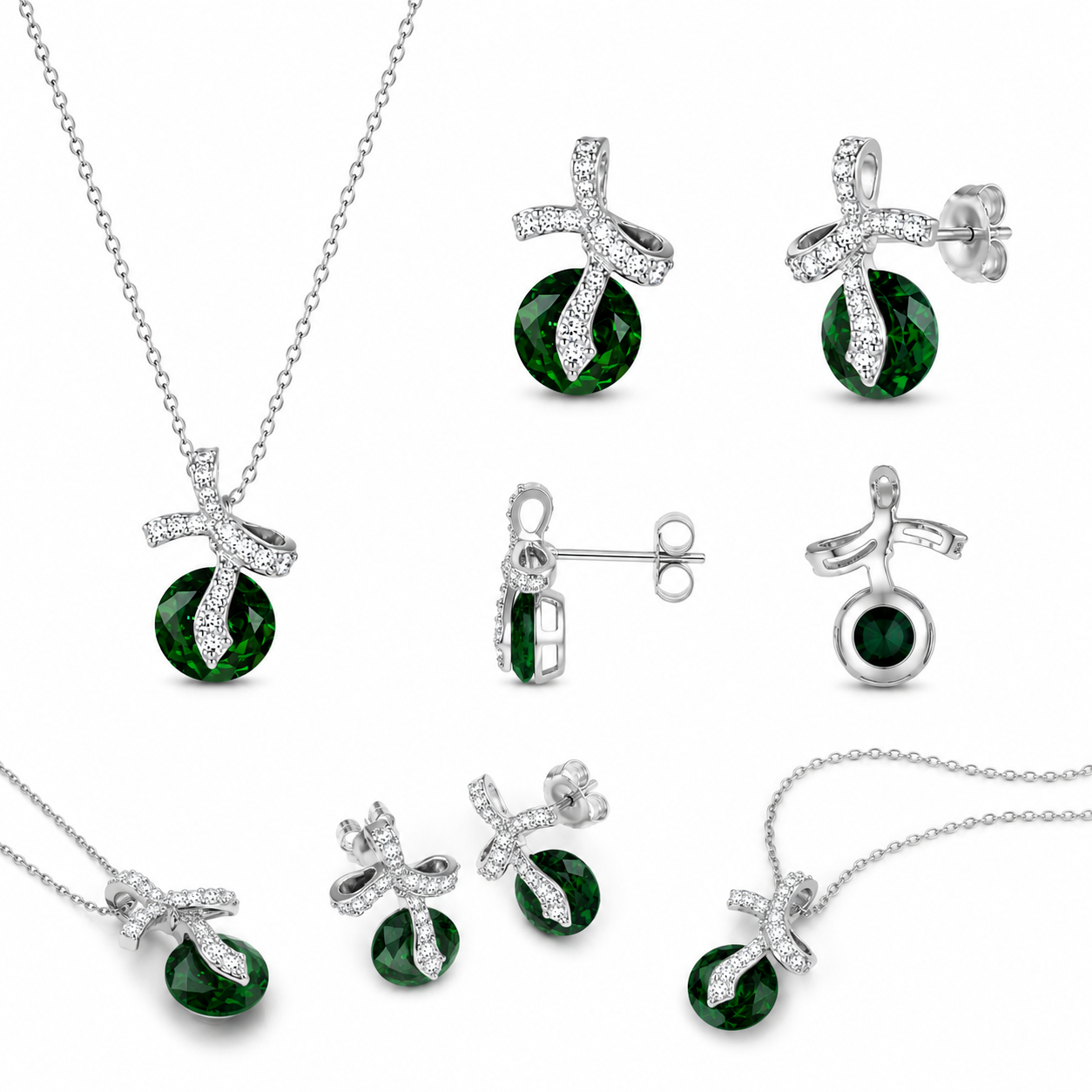 Emerald Bow Pendant Set (56512)