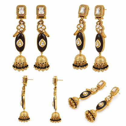 Midnight Pearl Jhumka Earrings (55627)