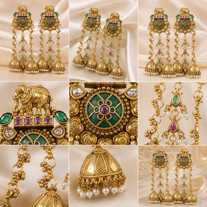 Emerald Maharani Jhumkas