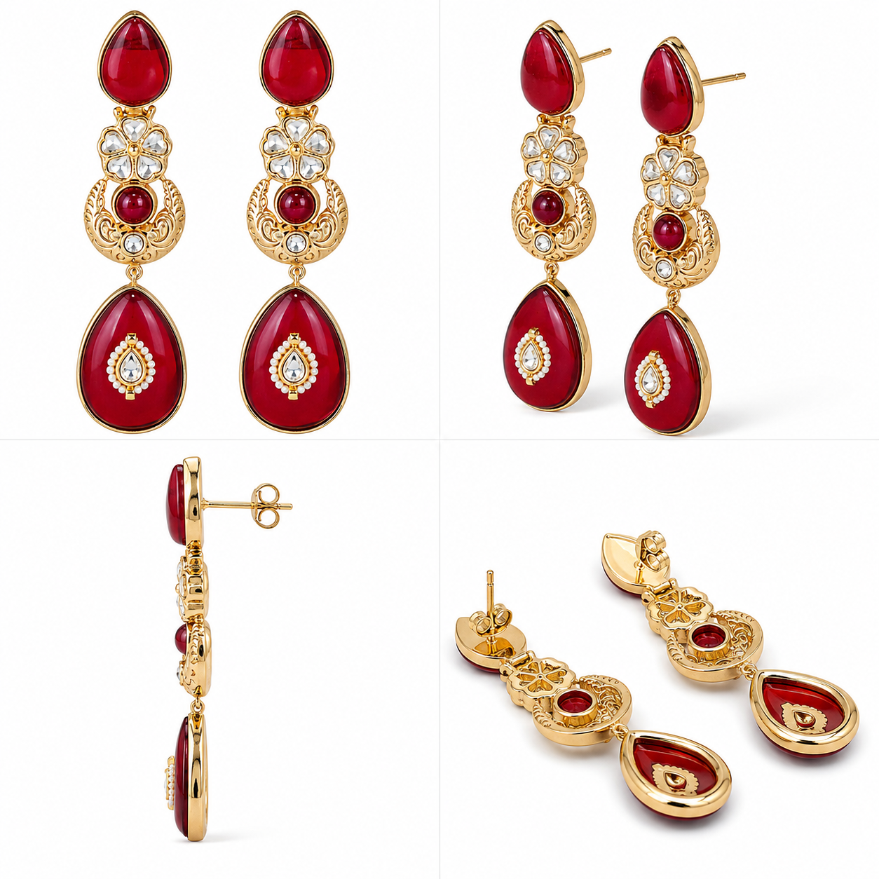 Rajsi Ruby Dewdrop Earrings (55670)