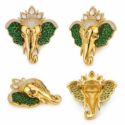 Emerald Ganesha Royale Brooch (54342)
