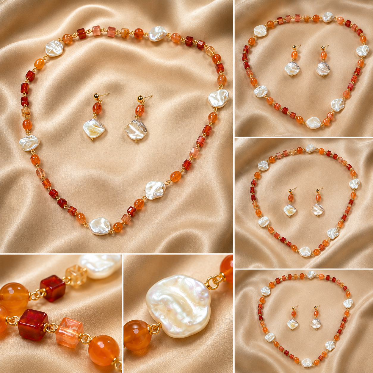 Amber Pearl Necklace Set