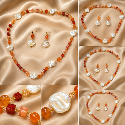 Amber Pearl Necklace Set