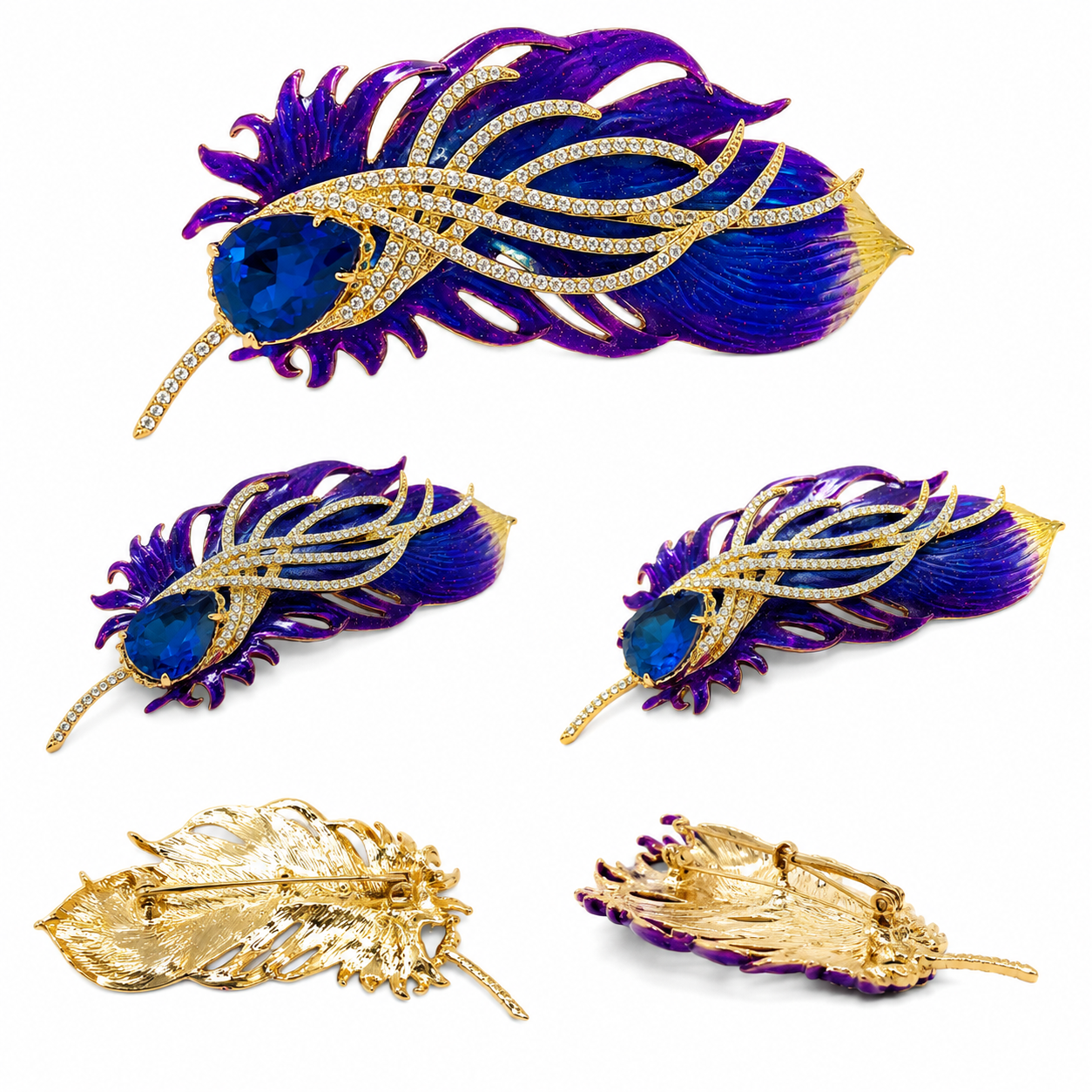 Royal Sapphire Feather Brooch (52534)