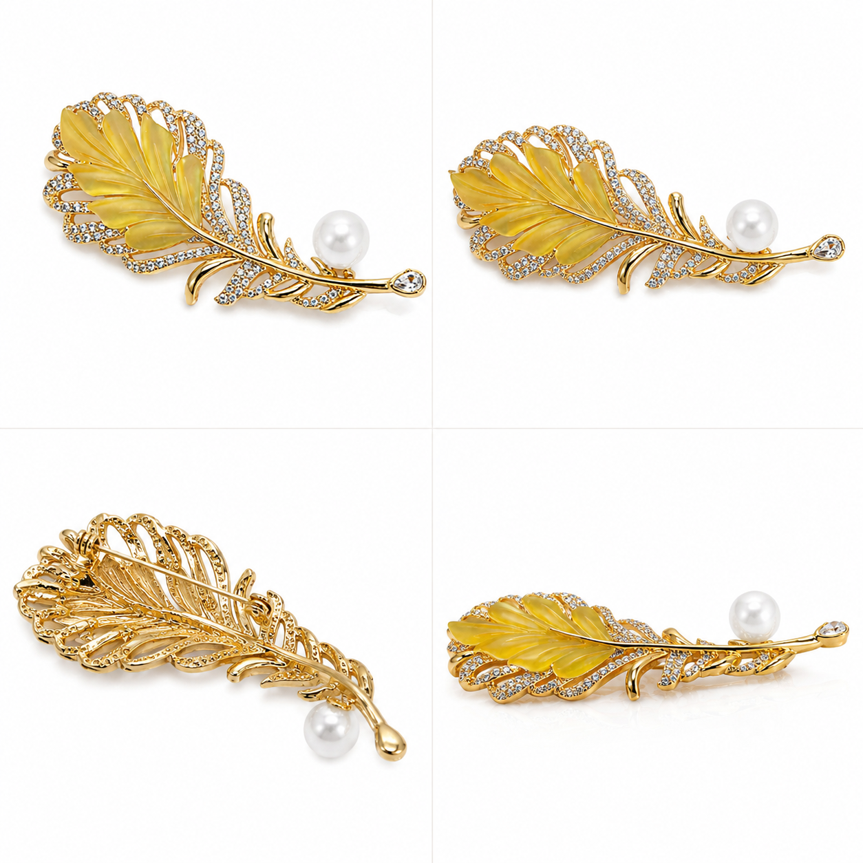 Golden Plume Pearl Brooch (52533)