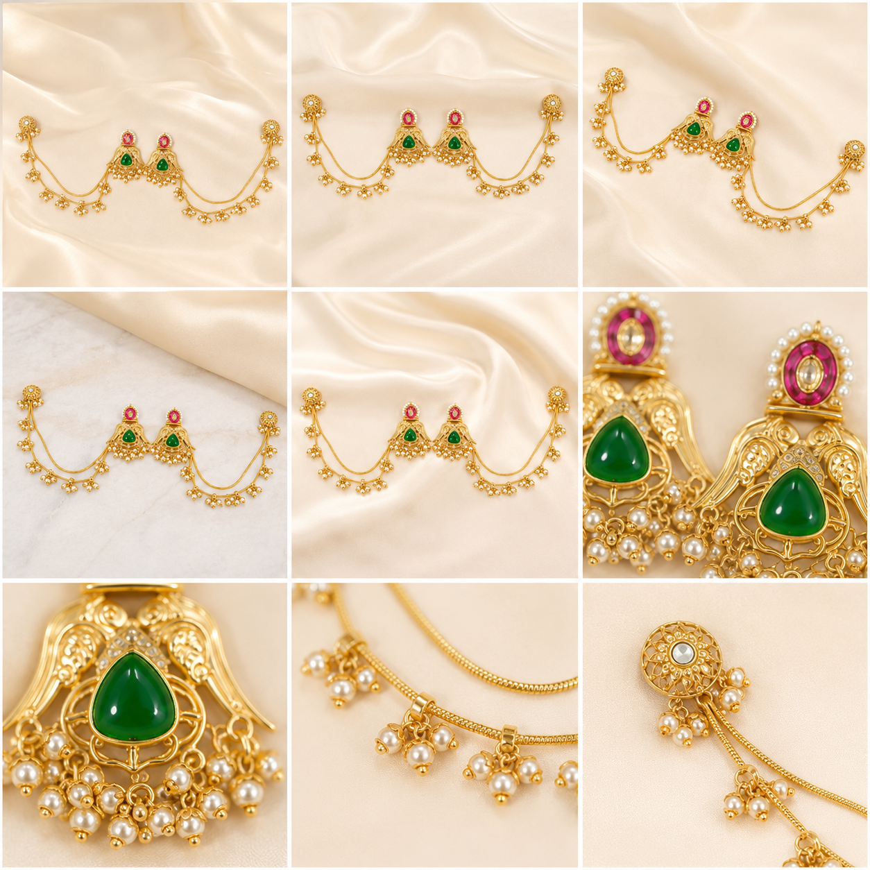 Emerald Pink Kundan Sahara Earrings