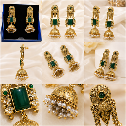 Emerald Noor Jhumkas