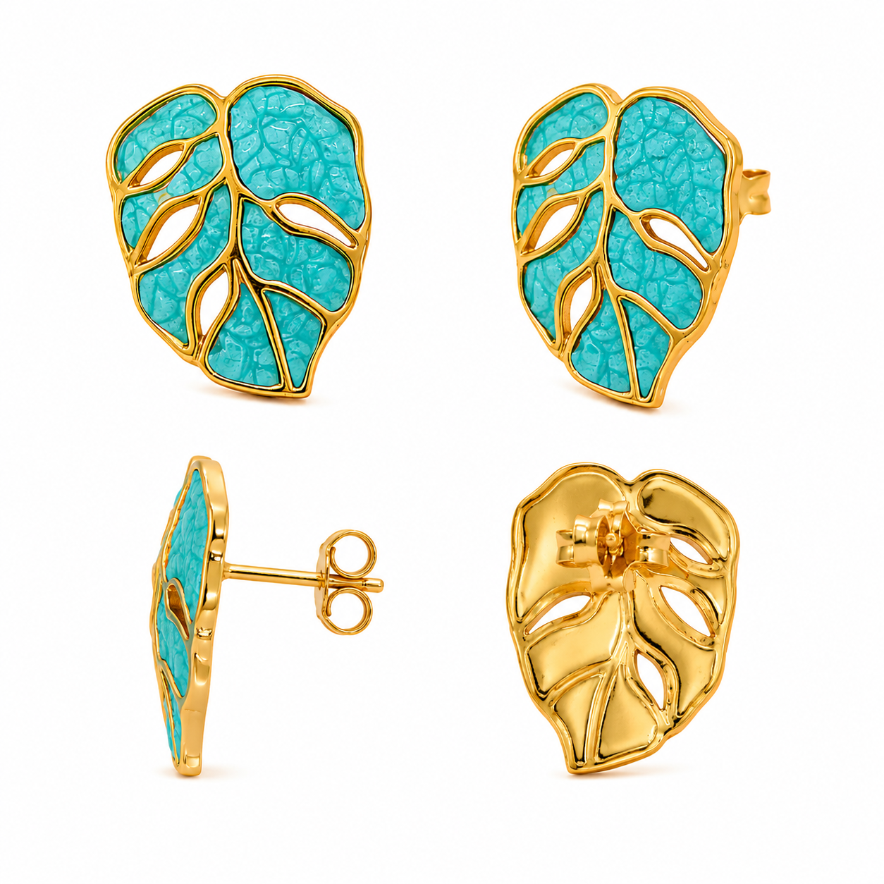 Aqua Leaf Whisper Studs (52341)
