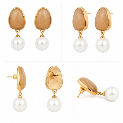 Golden Mist Pearl Earrings (52411)