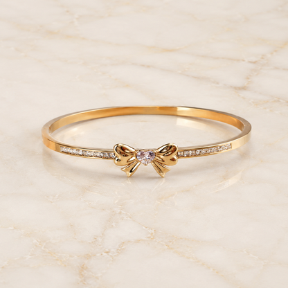 Women’s Gold Bow Crystal Bangle Bracelet (58738)